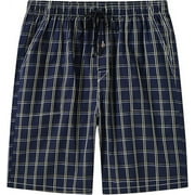 MoFiz Mens 3-Pack Woven Pajama Shorts 100% Cotton Plaid Sleep Lounge