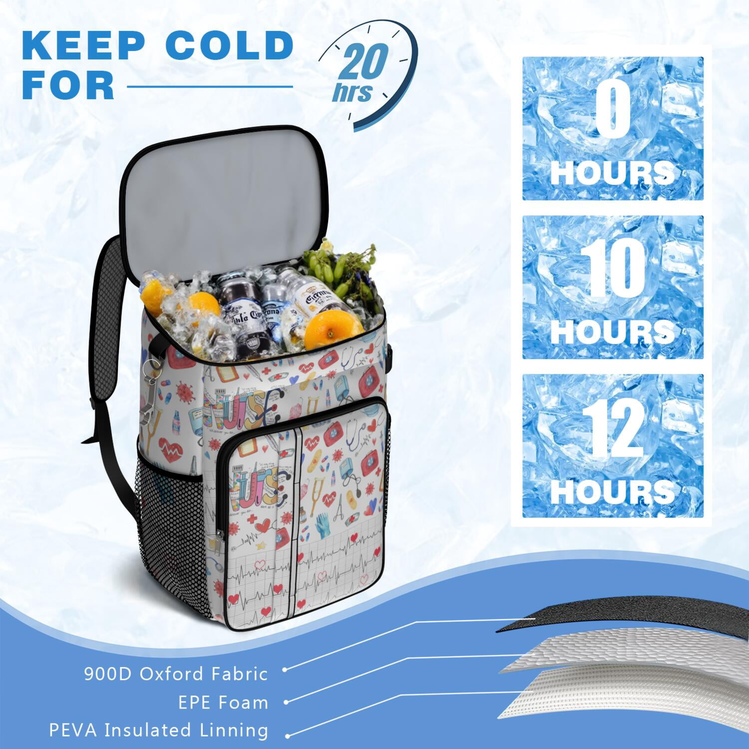 Baseball Print Cooler Backpack Buffalo Backpack Cooler - Patricia Allen Fund x Zubaz – The  main image 2