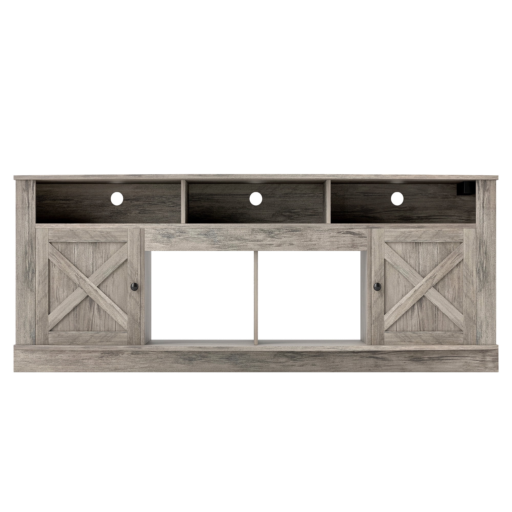 Uforic 70 Inch White Farmhouse TV Stand Suitable for TVs up to 80 Inches for Living Room, Brown