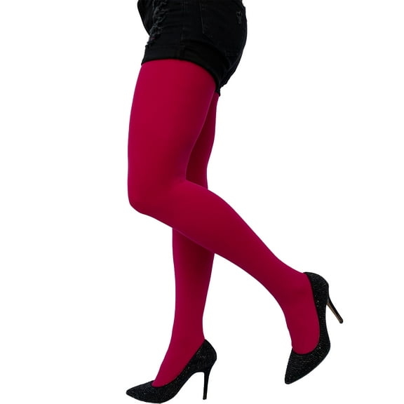 Cherry Pink Opaque Full Footed Tights 80D, Pantyhose for Women