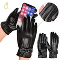 thumbnail image 6 of AWZXDE Warm Winter Leather Touchscreen Gloves Women's Mittens Lined for Cold Weather and Style Black,One Size, 6 of 9