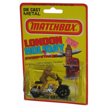 Matchbox Hondorora (1981) Lesney No. 18 Yellow Motorcycle Toy - (London Holiday Card)