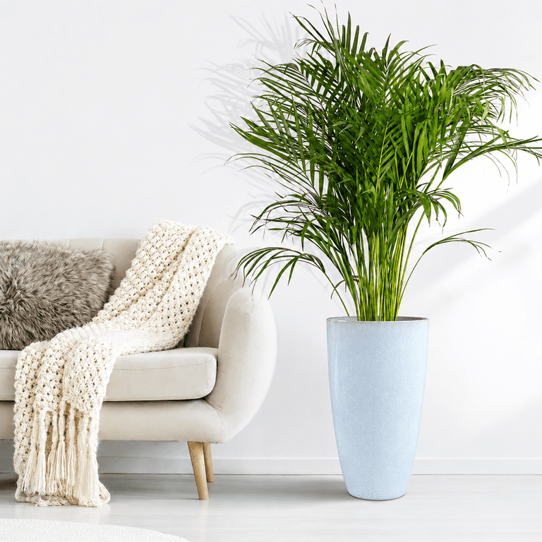 Fiason 4-Pack Tall Planters, Light Blue Speckled Ceramic photo 6
