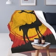 thumbnail image 4 of LNWH Deer Standing Sunset Illustration Pattern Throw Blanket, Flannel Sofa Blankets for All Seasons, 80"x60", 4 of 8