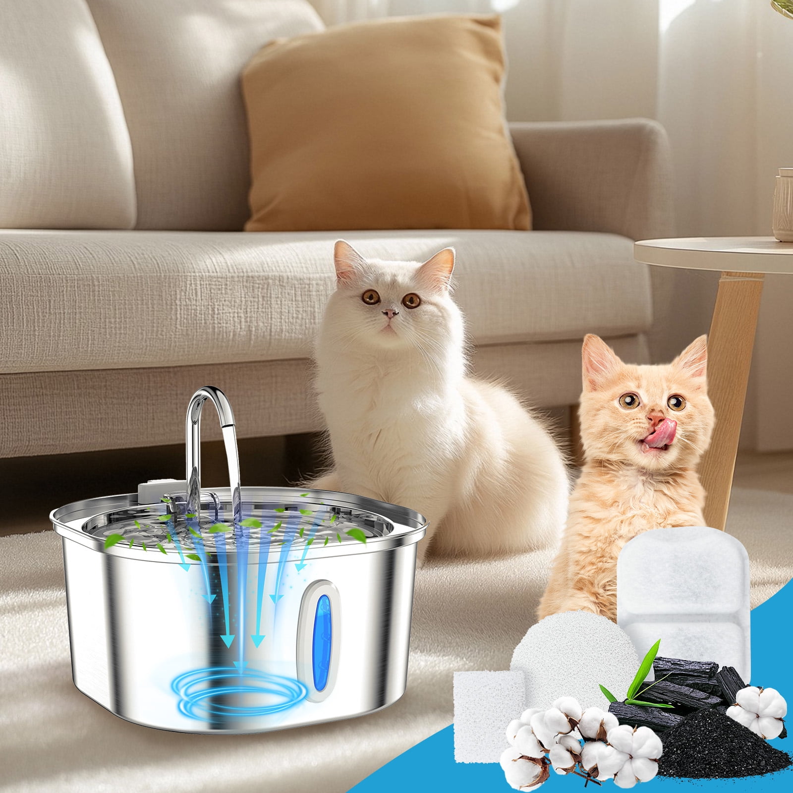 Threns 96Pcs Nonwoven Dog Water Filter Triple Filtration Cat Water Filter Effective Dog Fountain Filtration Anti Clogging for Cat
