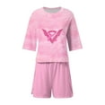thumbnail image 7 of 2 Piece Pajama Sets,Womens Pajama Sets Two Piece Lounge Sets Half Sleeve Top and Split Shorts Breast Cancer Print Sleepwear Pjs, 7 of 7