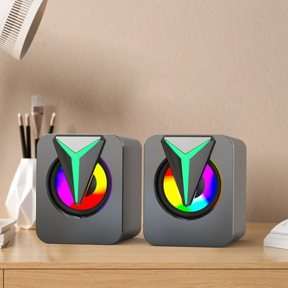 YMTQ Wireless Speakers Bluetooth Rgb Dazzling Active Mini Small Desktop Speaker Stereo Computer Laptop Clearance Black