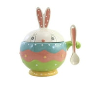 Tabletop Dottie Bunny Bowl W/Spoon Dolomite Easter Rabbit Spring A7182 Green
