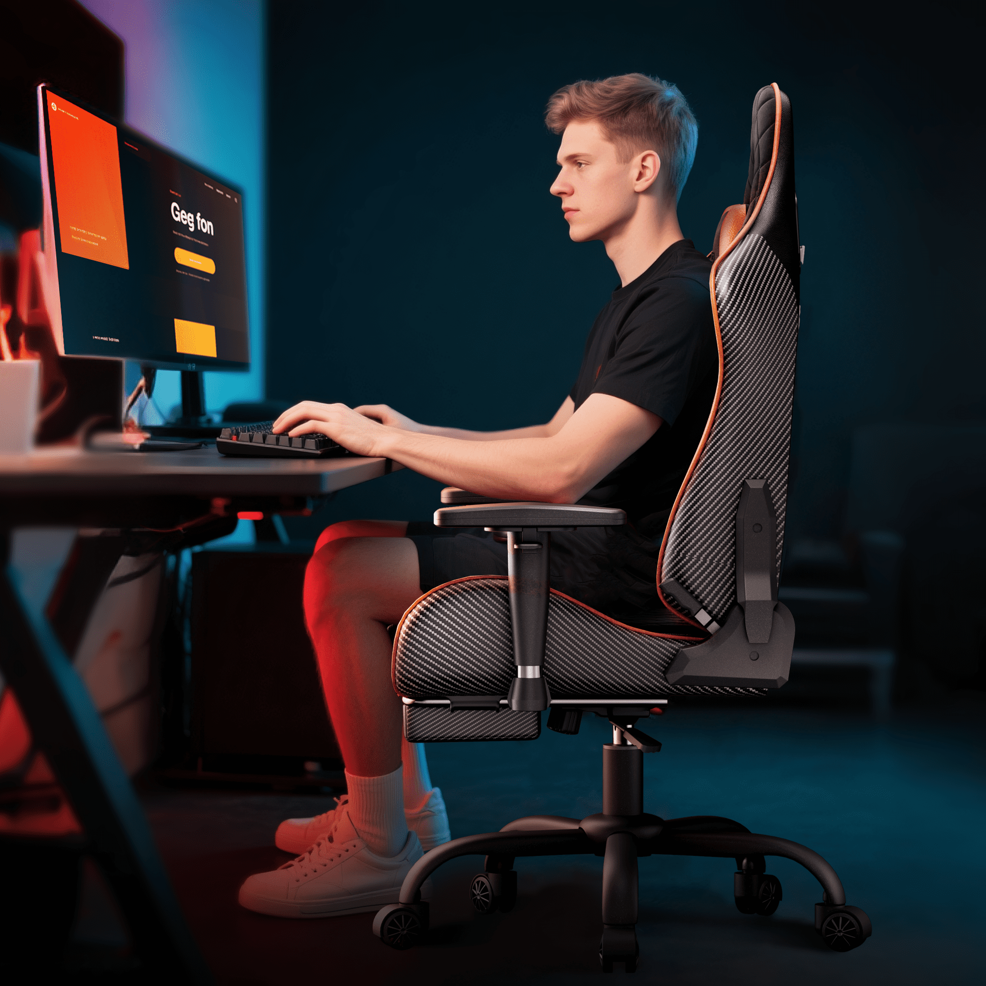 Seenda GCPro-10 Big and Tall Gaming Chair, All-in-One Comfort featuring a Retractable Footrest, High-Back Ergonomic Design, and Fully Adjustable Lumbar & Head Support
