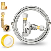 Dishwasher Hose Installation Kit - Includes Water Supply Line, 3/8" Compression Water Splitter, 3/4" FHT Elbow, and 3/8" MIP Elbow (4 FT)