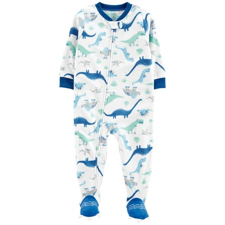 Carter's Baby Boys' 1-Piece Dinosaur Fleece PJs, Blue Dino