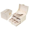 thumbnail image 2 of Unique Bargains 3 Layer Jewelry Box PU Leather Jewelry Organizer Case with Drawer White, 2 of 8