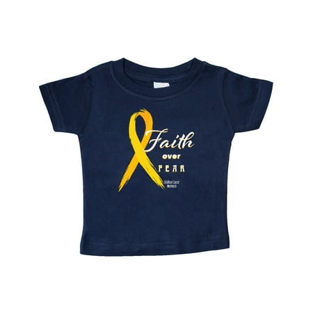 

Inktastic Faith Over Fear Childhood Cancer Awareness and Yellow Ribbon Gift Baby Boy or Baby Girl T-Shirt
