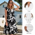 thumbnail image 6 of Garronmavis Black Hibiscus Couple Matching Outfit Men's Button Up Shirt Fashion Hawaiian Tops and Womens Short Sleeve Dress A-Line Elegant Summer Beach Dresses Size 4XL, 6 of 7