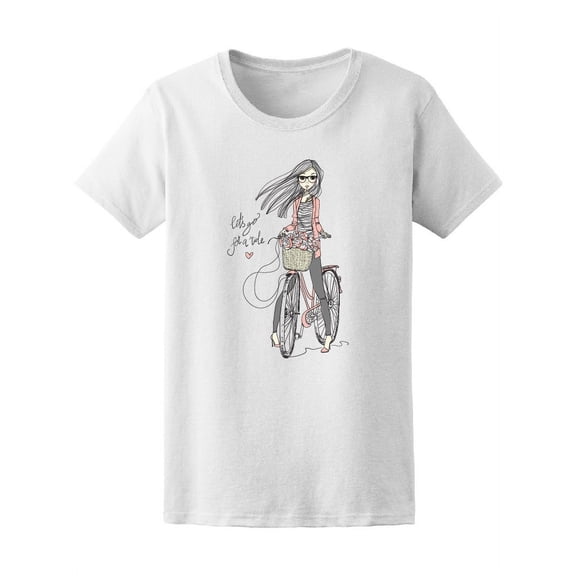 Girl With Bike Let's Go For Ride T-Shirt Women -Image by Shutterstock, Female XX-Large
