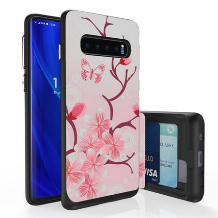 Galaxy S10 Case, PimpCase Slim Wallet Case + Dual Layer Card Holder For Samsung Galaxy S10 [NOT S10e OR S10+] (Released 2019) Cherry