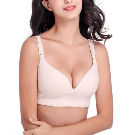 

Padded Nursing Bra for Women Sleep Maternity Bralette for Breastfeeding S-XXL Nude