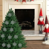 12Pcs Silver Glitter Snowflakes-Christmas Tree Hanging Decorations,Snowflake Ornaments for Tree,3.9 Inch Acrylic Glitter Silver Snow Flakes Ornament,Xmas Indoor Winter Decor