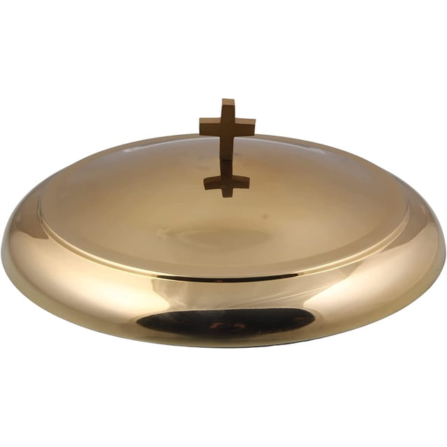 Mayur Exports Plateaux de Communion en Acier Inoxydable avec Couvercle pour Églises (Miroir Doré)