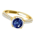 thumbnail image 3 of Aonejewelry 1.20 Ct. Halo Beautiful Design Sapphire and Diamond Engagement Ring In 14k Solid Yellow Gold, 3 of 4