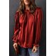 thumbnail image 2 of ABPHQTO Blusa de mujer con volantes en el cuello y manga larga roja, 2 of 5