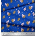 thumbnail image 3 of Soimoi Blue Cotton Cambric Fabric Oaknut & Oak Leaves Print Fabric by The Yard 42 Inch Wide, 3 of 3
