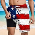 thumbnail image 6 of Chiccall Mens Shorts Independence Day Flag Printed Shorts Elastic Waist Drawstring Summer Beach Swim Trunks with Pockets, 6 of 6