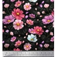 thumbnail image 1 of Soimoi Black Cotton Duck Fabric Mignon Dahlia Floral Print Fabric by the Yard 42 Inch Wide, 1 of 3
