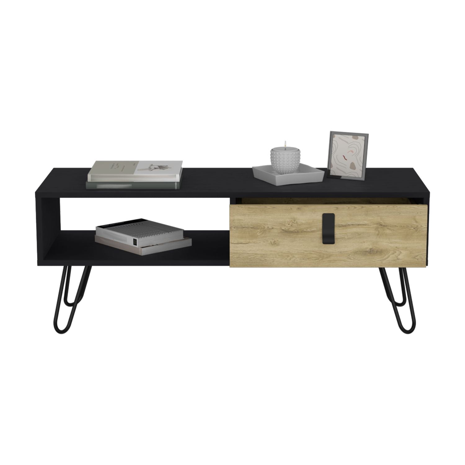 Asteroutdoor Coffee Table with Hairpin Legs and Storage Drawer