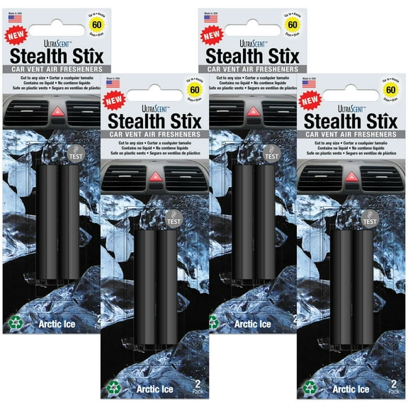 Stealth Stix, Car Air Freshener, Long Lasting Vent Clip Freshener, Arctic Ice Scent, 4-Pack (2 per pack)