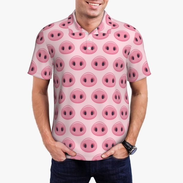 Fotbe Pig Nose Camiseta Polo de Golf para Hombre con Estampado – Camisa Deportiva Transpirable con Cuello Abotonado-Small