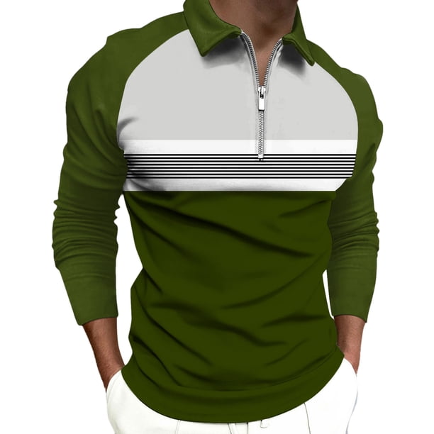 Tops para hombre Camisas Blusas Elegante Casual Camisas de manga larga Camisa con cuello Impreso Cremallera Cuello vuelto Odeerbi ODB-5