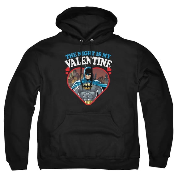 Batman The Night is my Valentine Adult Pull-Over Hoodie, Black, 3X-Large