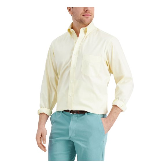 CLUBROOM Mens Yellow Collared Cotton Dress Shirt 16- 32/33