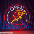 thumbnail image 2 of Craftnamesign Pizza Open Led Sign, Welcome Store Wall Decor, Italian Restaurant Wall Art, 2 of 4