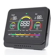 13-in-1 Air Quality Monitor, Indoor Detector with AQI, PM1.0/PM2.5/PM10, CO2, HCHO, Temperature & Humidity, Color Display, Alarm, USB Rechargeable, for Home & Office