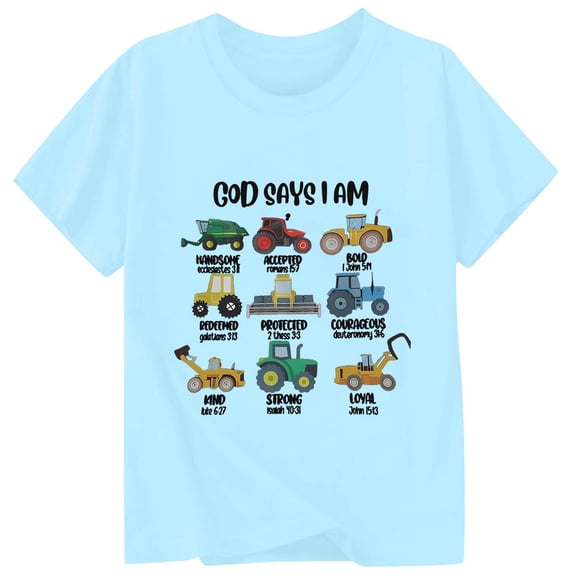 Kiijoy Graphic Tee for Boys Casual Short Sleeve O Neck T Shirt Children's Top, Sizes 1-2