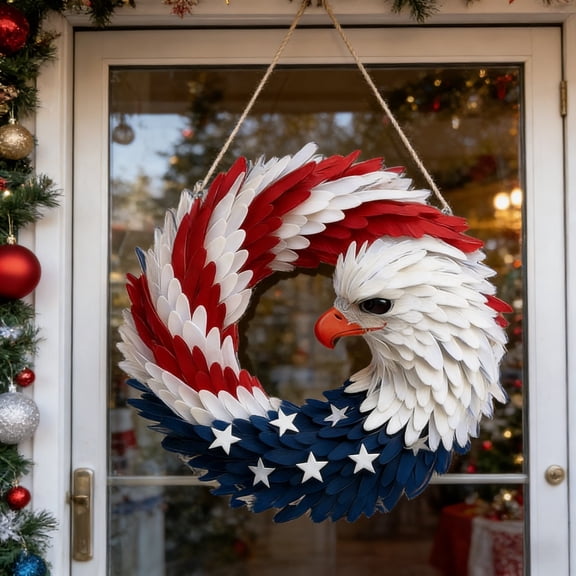 250th Anniversary Flag Wreath, Patriotic Independence Day Decoration, American Revolution Commemorative Door Decor, Durable Weather-Resistant Materials for Outdoor and Indoor Use