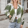 thumbnail image 3 of Jackets for Women Winter Coat Jackets Flannel Stand Collar Jacket(Tropical Palm Leaves Print,Size:S-4XL), 3 of 7