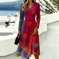 thumbnail image 5 of Women's Floral Maxi Dresses Long Sleeve V Neck Wrap Crossover Wedding Dresses Casual Vacation Dress Trendy Lightweight Breathable Dress, 5 of 5