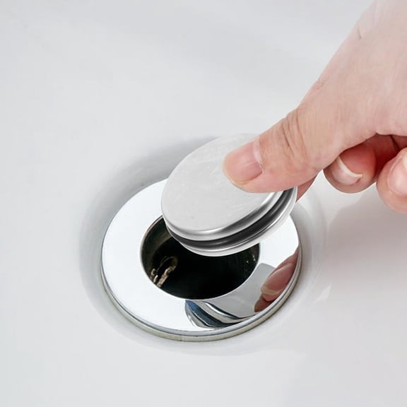 HEANUJJ 2-Pack Round Stainless Steel Drain Plug for Bathroom Sink, Black Drain Stopper Set