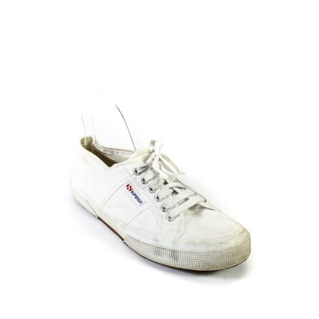 

Pre-owned|Superga Womens Lace Up Logo Back Low Top Sneakers White Canvas Size 39.5