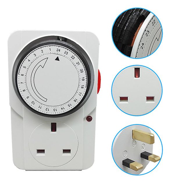 24 horas, enchufe de ahorro de energía, enchufe de hora de tamaño estándar, conjunto de enchufe de temporizador con controlador de tiempo programable (1 pieza, blanco)