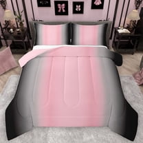 Homewish Stripes Pattern Bedding Comforter Set,Modern Abstract Geometric Twin Comforter Sets,Pink Gray Black Ombre Bedding Set For Boys Girls,Breathable Home Decor Reversible,2 Pieces