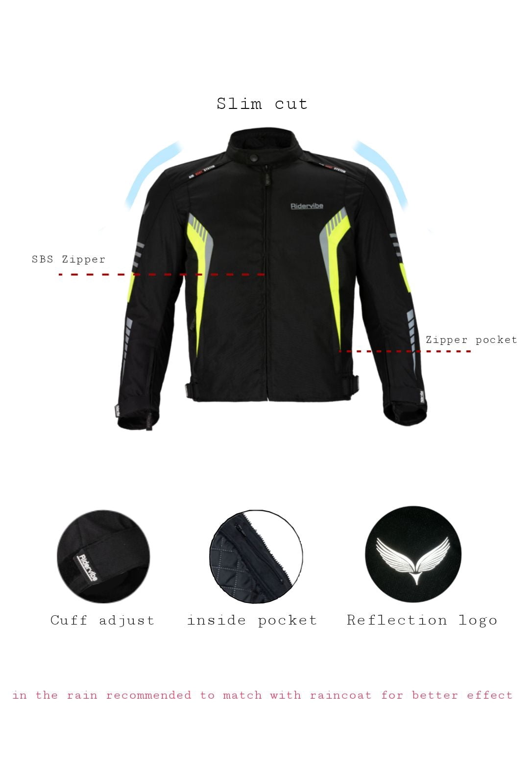 Dream Apparel Men's All-season Motorcycle Jacket for Enduro Dualsport Riding with 600 D polyester, Armor Foam Padding, Visibility