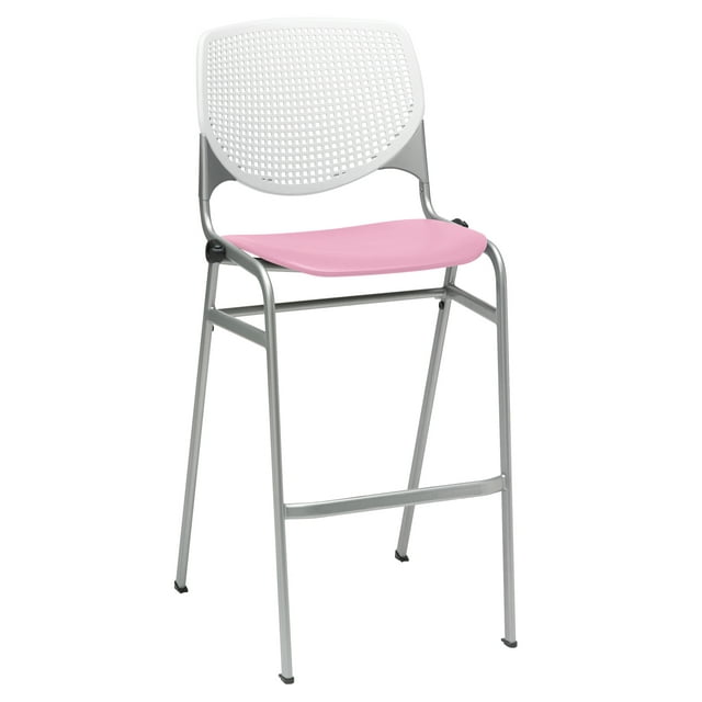 KFI Studios KOOL Armless Stacking Barstool, White Back, Pink Seat