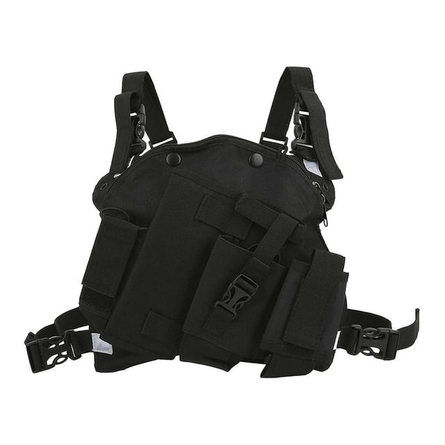 Mochila para el pecho con radio bidireccional, funda para radio bidireccional, estuche de transporte portátil, bolsa tipo chaleco para walkie talkie,