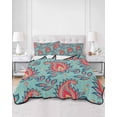 thumbnail image 3 of Red Teal Boho Botanical Queen Size Down Alternative Comforter,Lightweight Comforter Quilt Bedding Set with Pillow Shams Southwestern Retro Ethnic Tribal All Seasons Bed Comforter Duvet Insert 90"x96", 3 of 7
