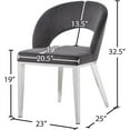 thumbnail image 5 of Meridian Furniture Roberto 19"H Velvet Dining Chair in Gray, 5 of 5