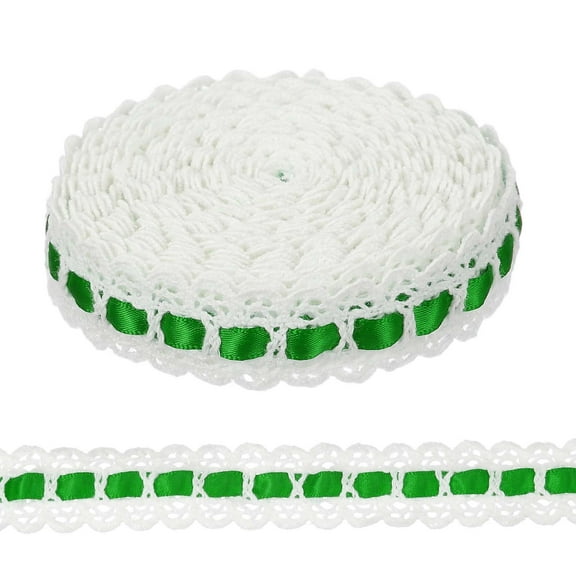 Uxcell 5 Yards Eyelet Lace Trim, 0.79 Inch Crochet Lace Trim for Sewing Dress Apron Pillow Dolls Clothes Bag Decoration, Green